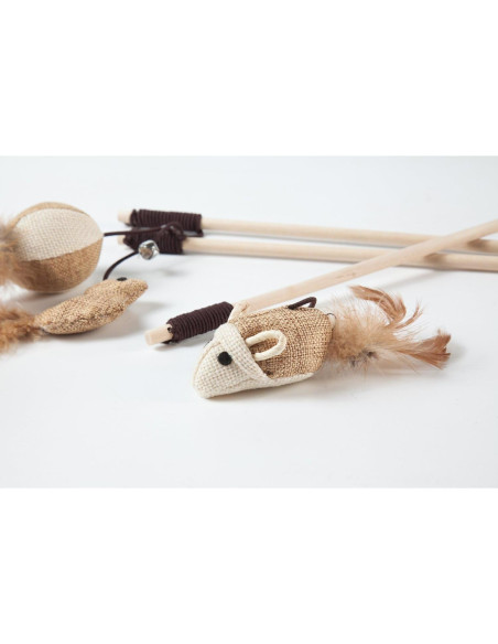 Juego de Juguetes para Gatos LukPaw - 3 Piezas con Varitas de Sisal
