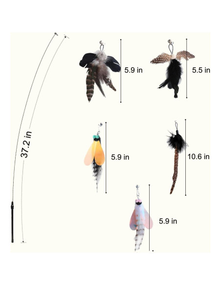 Juguetes Interactivos para Gatos Yauende - 2 Alambres y 5 Plumas