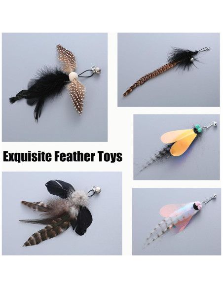 Juguetes Interactivos para Gatos Yauende - 2 Alambres y 5 Plumas