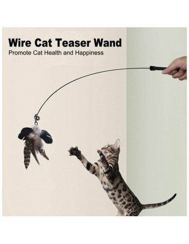 Juguetes Interactivos para Gatos Yauende - 2 Alambres y 5 Plumas