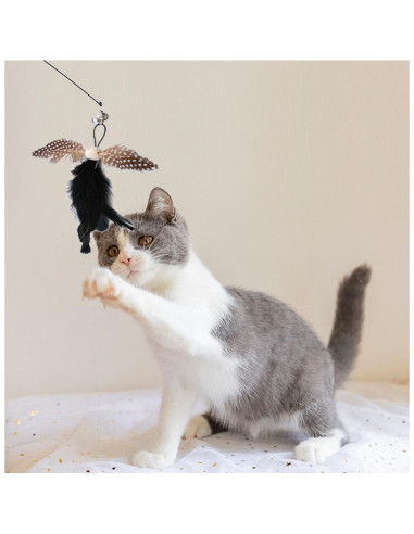 Juguetes Interactivos para Gatos Yauende - 2 Alambres y 5 Plumas