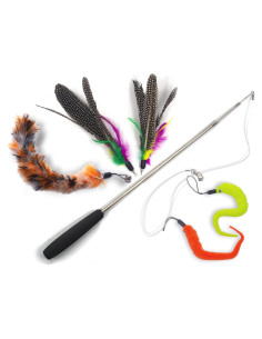 Varita Interactiva para Gatos YOOGAO Retráctil con Pluma y Campana