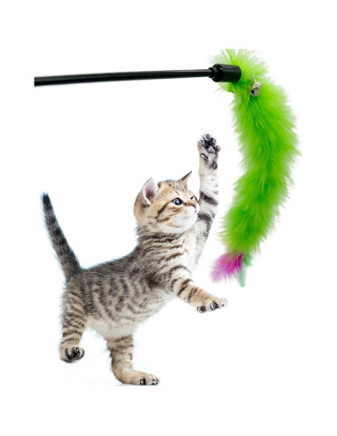 Juguetes de varita de plumas para gatos CATENEED - 6 piezas 40 cm