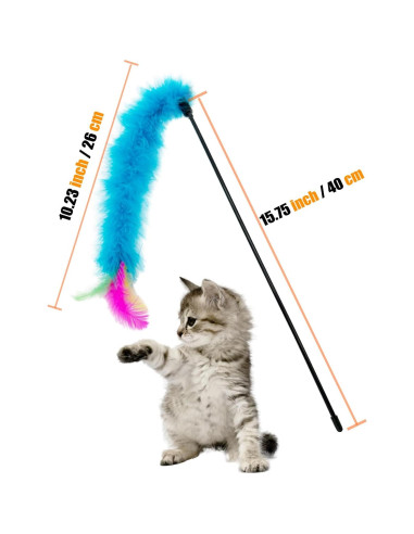 Juguetes de varita de plumas para gatos CATENEED - 6 piezas 40 cm