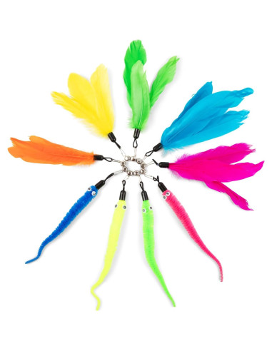 Varita de Plumas Retráctil para Gatos - 12 Recambios Interactivos