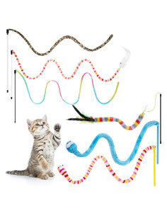 6 Juguetes Interactivos para Gatos Varitas con Pluma y Campana