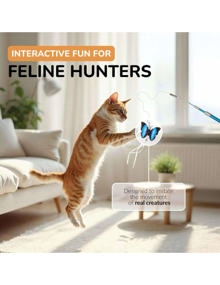 Varita de Plumas Retráctil para Gatos - 12 Recambios Interactivos