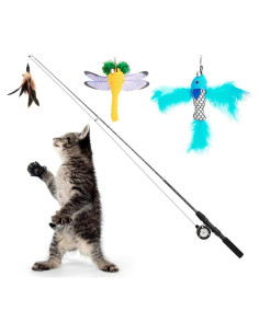 Juguete Interactivo para Gatos Pawaboo - Varita Telescópica con Plumas