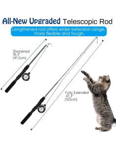 Juguete Interactivo para Gatos Pawaboo - Varita Telescópica con Plumas 2