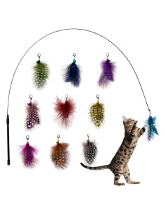 Juguete Interactivo para Gatos AcceLeah con 10 Plumas Reemplazo