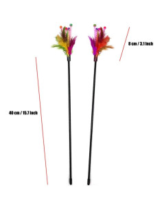 Varitas Interactivas para Gatos IUHKBH 4 Pcs con Plumas 40 cm 2