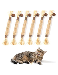 Paquete de 6 Juguetes Masticables COSOWO para Gatos Amarillo