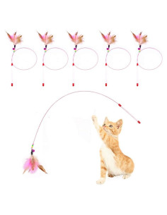 Varita de Juguetes para Gatos Sanpink - 5 Plumas Naturales