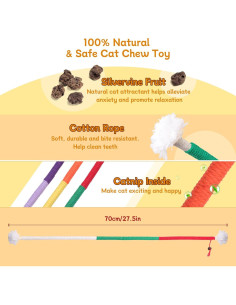 Juguetes Masticables para Gatos SEVENKA - 3 Pcs de 70cm 2