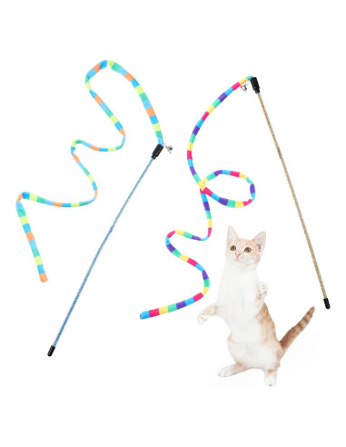 2 Varitas de Juguete para Gatos KFHENSOMR Arcoíris 39 cm