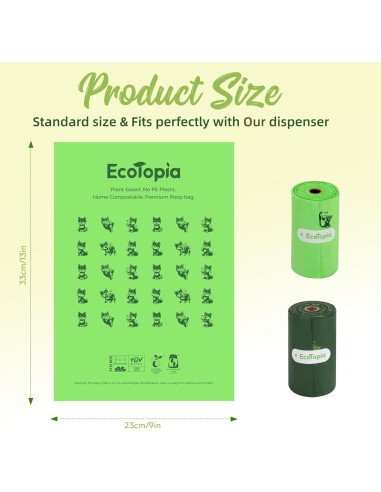 Dispensador de bolsas de excremento EcoTopia con 15 bolsas