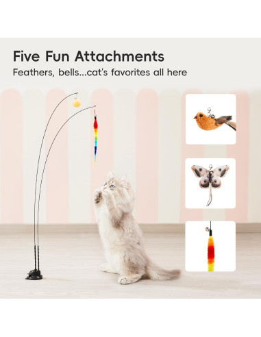 Juguete interactivo para gatos Potaroma con ventosa y plumas