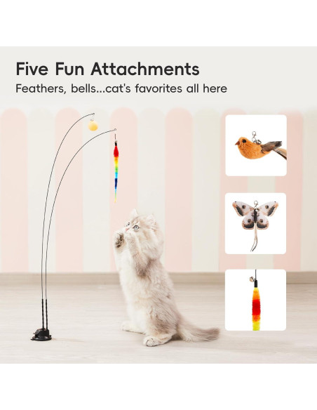 Juguete interactivo para gatos Potaroma con ventosa y plumas Juguete interactivo para gatos Potaroma con ventosa y plumas