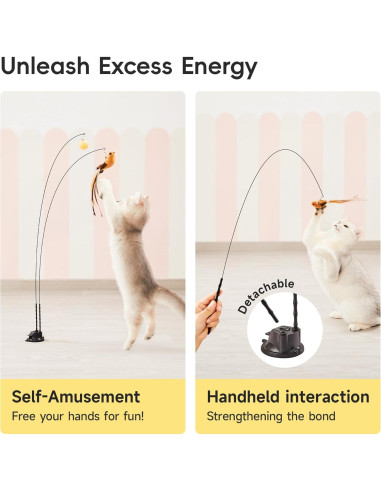 Juguete interactivo para gatos Potaroma con ventosa y plumas