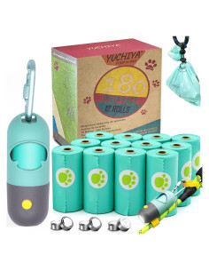 Dispensador de bolsas para excremento de perro YUCHIYA con linterna LED