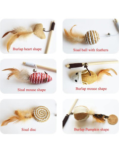 Juguete Interactivo para Gatos Artshu Varita de Madera 40cm 2