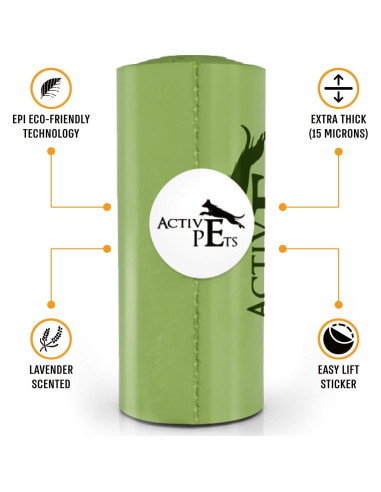 Bolsas de Desechos para Perros Active Pets - 270 Unidades, Ecológicas y Aromatizadas