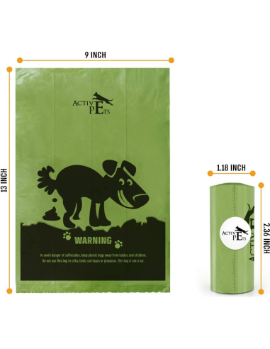 Bolsas de Desechos para Perros Active Pets - 270 Unidades, Ecológicas y Aromatizadas