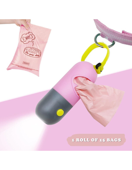 Dispensador de bolsas de caca para perro YUCHIYA con linterna LED
