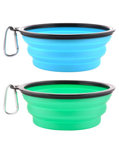 Tazones Plegables para Perros Guardians 34oz 2 Piezas Azul Verde
