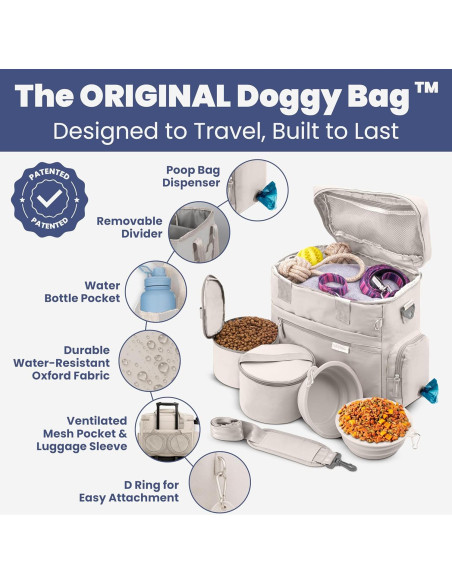 Bolsa de Viaje para Perros Rubyloo - Beige, 38x17.8x33cm