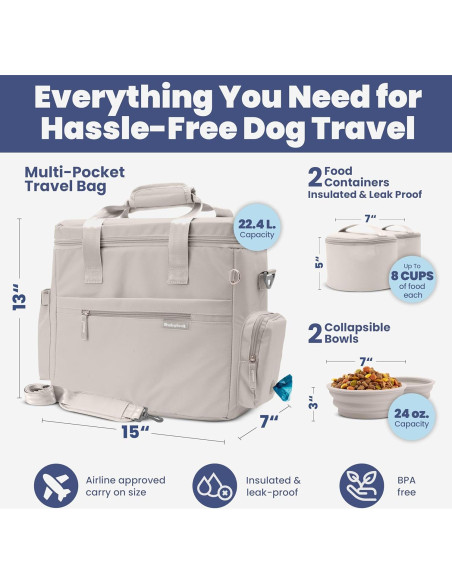 Bolsa de Viaje para Perros Rubyloo - Beige, 38x17.8x33cm