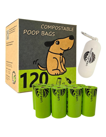 Bolsas Compostables para Excremento de Perro Moonygreen 120 Unidades