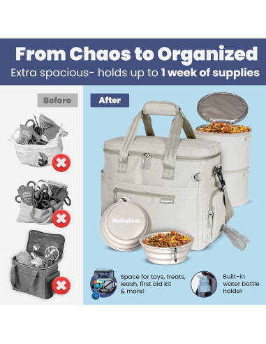 Bolsa de Viaje para Perros Rubyloo - Beige, 38x17.8x33cm