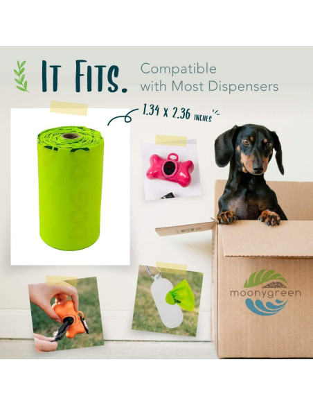 Bolsas Compostables para Excremento de Perro Moonygreen 120 Unidades