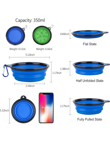 Tazones de Viaje Portátiles ARTECARE 2 Piezas Colapsables