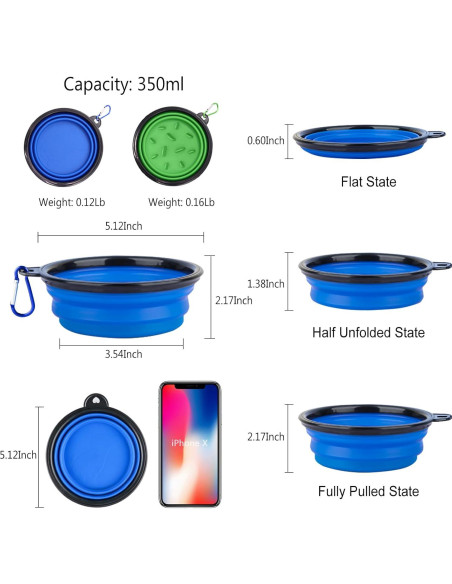 Tazones de Viaje Portátiles ARTECARE 2 Piezas Colapsables