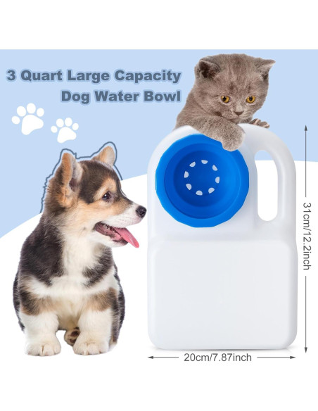 Tazón de Agua Portátil para Perros Ziliny 2 Pcs 2.84L Sin Derrames