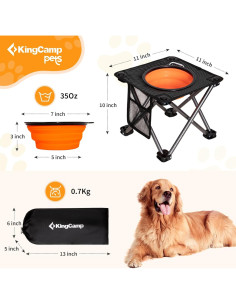 Cuenco Elevado para Perros KingCamp 1000ml Plegable Antideslizante 2