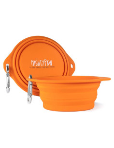 Conjunto de Tazones Colapsables para Perros Mighty Paw - 800 ml - Naranja
