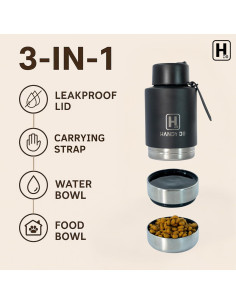 Botella de Agua Aislada Handy Do 1L con Cuencos para Perros 2