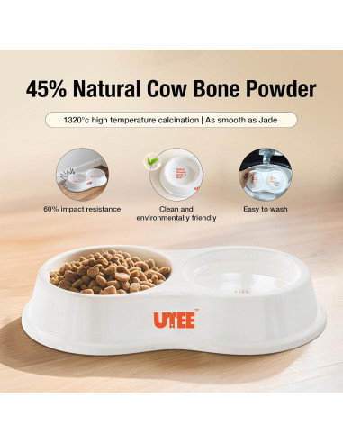 Tazón Doble Cerámico UTEE para Perros y Gatos 24x13.5cm
