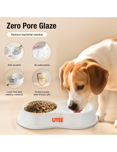 Tazón Doble Cerámico UTEE para Perros y Gatos 24x13.5cm