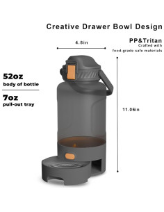 Botella de Agua para Perros ZenQeek 1.5L Portátil Gris 2