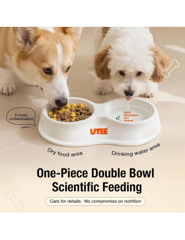 Tazón Doble Cerámico UTEE para Perros y Gatos 24x13.5cm
