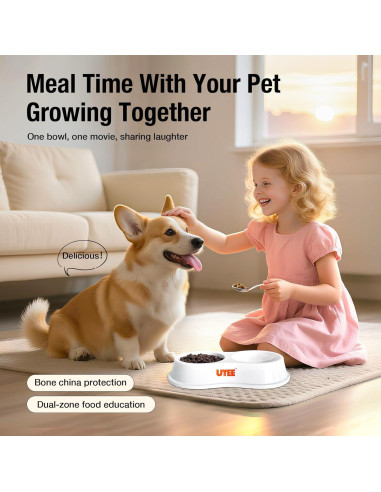 Tazón Doble Cerámico UTEE para Perros y Gatos 24x13.5cm