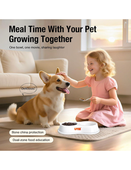 Tazón Doble Cerámico UTEE para Perros y Gatos 24x13.5cm