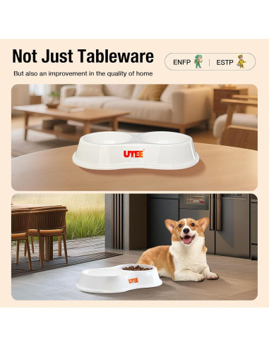 Tazón Doble Cerámico UTEE para Perros y Gatos 24x13.5cm