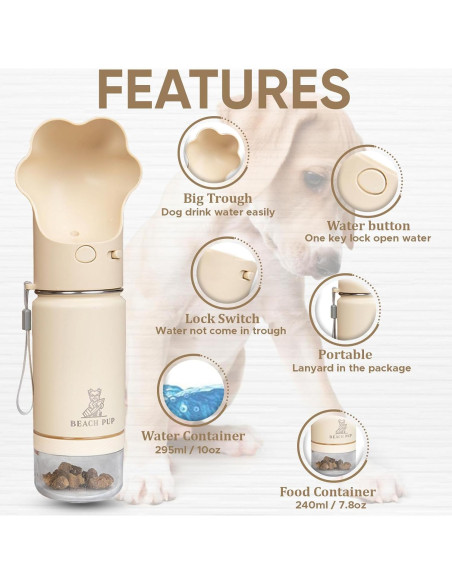 Botella de Agua para Perros Everich 295 ml con Comedero