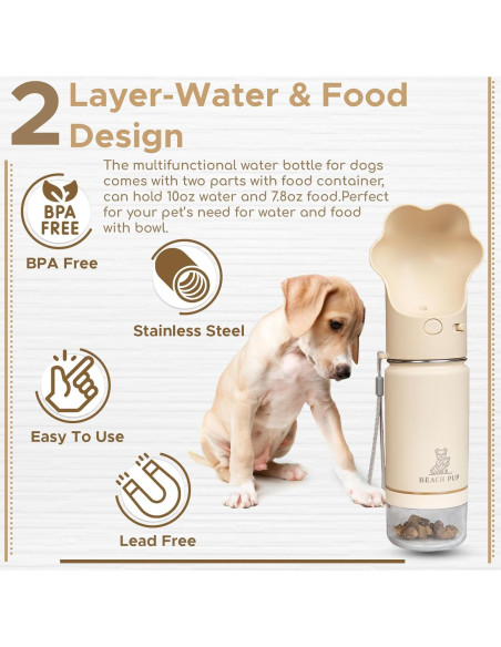 Botella de Agua para Perros Everich 295 ml con Comedero