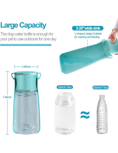 Botella de Agua Portátil para Perros SHAFGO 550 ML